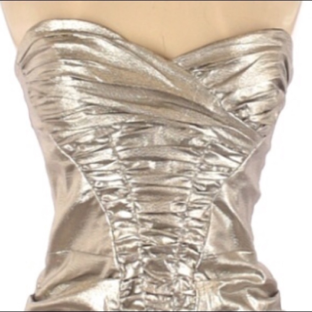 Nicole Miller Metallic Strapless Cocktail Dress 8 - Picture 2 of 3